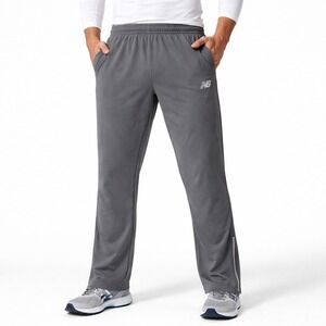 New Balance Mens Gray Fleece Lined Track Pants Large Zipper Leg Athletic Joggers